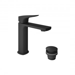 Cameo by Vado Mono Basin Mixer Tap (Single Taphole) with Universal Waste Matt Black [CAM-200/CC-MB]