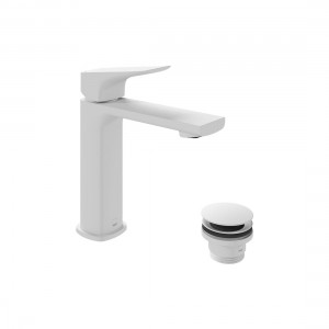 Cameo by Vado Mono Basin Mixer Tap (Single Taphole) with Universal Waste Matt White [CAM-200/CC-MW]