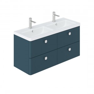 Cameo by Vado Double Basin Vanity Unit with 4 Drawers 1200mm Atlantic Blue [CAM-F1200-AB]
