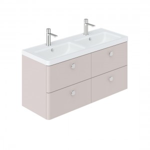 Cameo by Vado Double Basin Vanity Unit with 4 Drawers 1200mm Pink Clay [CAM-F1200-PC]
