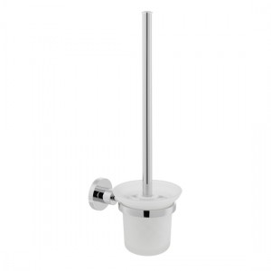 Vado ELE-188-C/P Elements Toilet Brush & Frosted Glass Holder  