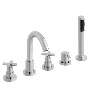 Vado Elements Deck Mounted Bath Shower Mixer Tap with Spout (5 Tapholes) Chrome [ELW-135-3/4-C/P]