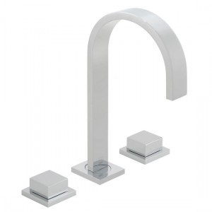 Vado Geo Deck Mounted Basin Mixer Tap with Square Handle (3 Tapholes) Chrome [GEO-201-C/P]