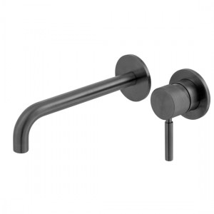 Individual by Vado Origins Slimline Wall Mounted Basin Mixer Tap with 180mm Spout & Knurled Accents (2 Tapholes) Brushed Black [IND-ORI209SA-BLKK]