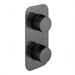 Individual by Vado Tablet Altitude Thermo Shower Valve 2 Outlets & 2 Handles (Vertical) Brushed Black [IND-T148/2-ALT-BLK]