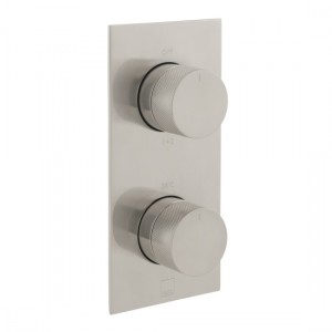 Individual by Vado Thermostatic Shower Valve 2 Outlet Vertical with Knurled Accents Brushed Nickel [IND-T148/2-BRNK]