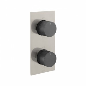Individual by Vado X Fusion Thermostatic Shower Valve 2 Outlet Vertical Brushed Nickel & Black [IND-T148/2-XNBK]