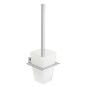 Vado Level Toilet Brush with Frosted Glass Holder Chrome [LEV-188-C/P]