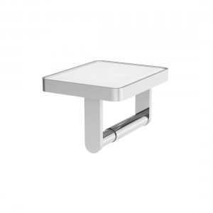 Vado Muse Toilet Roll Holder Chrome with White Glass Insert [MUS-180-WHT-CP]