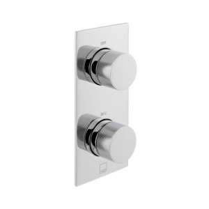 Vado TAB-148/2-T-CPK T Knurled 2 Outlet 2 Handle Thermostatic Valve with All-Flow Function 80 x 170mm Chrome