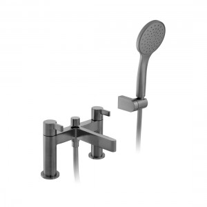 Individual by Vado Edit Deck Mounted Bath Mixer Tap with Shower Kit Brushed Black [IND-EDI130+K-BLK]