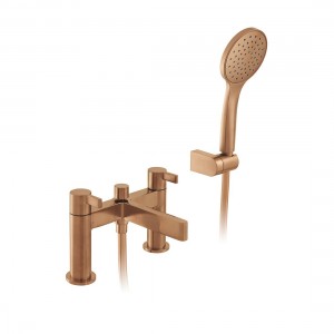 Individual by Vado Edit Deck Mounted Bath Mixer Tap with Shower Kit Brushed Bronze [IND-EDI130+K-BRZ]