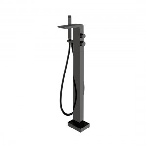 Individual by Vado Omika Noir Floor Mounted Bath Mixer Tap with Shower Kit Polished Black [IND-OMI133-PB]