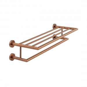 Individual by Vado Spa Bathroom Towel Shelf with Towel Rail 600mm (24 inch) Brushed Bronze [IND-SPA185B-BRZ]