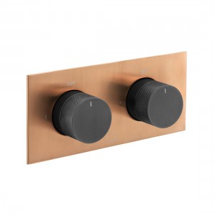 Individual by Vado X Fusion Thermostatic Shower Valve 2 Outlet Horizontal Brushed Bronze & Black [IND-T148/2-H-XZBK]