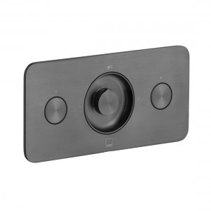 Individual by Vado Zone Thermo Shower Valve 2 Outlets & 2 Push Buttons (Horizontal) Brushed Black [IND-Z128/2-H-BLK]