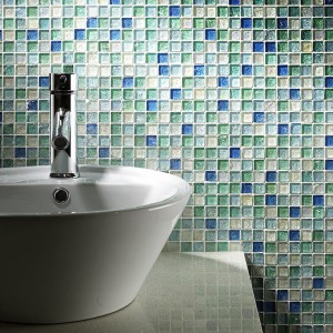 Verona Hammered Pearl Mosaic Wall Tile 305 x 305mm Aqua [G30039]