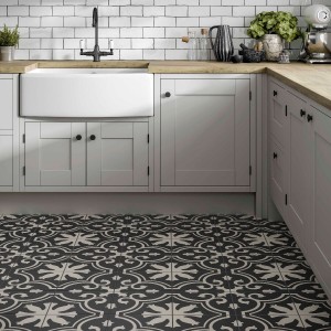 Verona Picasso Ceramic Floor & Wall Tile (Patterned) 250 x 250mm Black & White [P10873]