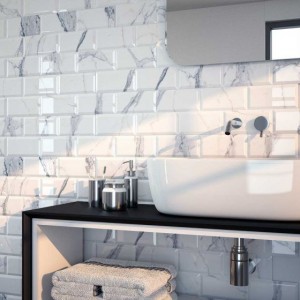 Verona Metro Ceramic Wall Tile 200 x 100mm Calacatta Gris Gloss [P10300]