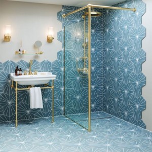 Verona Sunburst Porcelain Hexagonal Floor & Wall Tile 267 x 232mm Sea Blue [P11108]