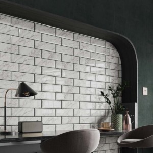 Verona Metro Ceramic Wall Tile 300 x 100mm Calacatta Gris Gloss [P11544]