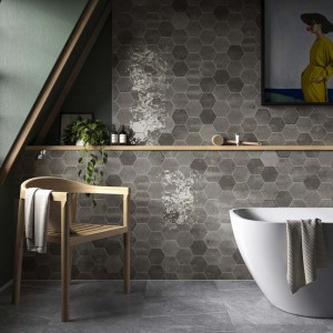 Verona Hope Ceramic Hexagonal Wall Tile 173 x 150mm Ash Gloss [P12067]