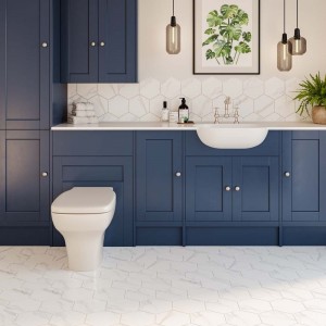Verona Hex Porcelain Floor & Wall Tile 202 x 175mm White Marble [P12209]