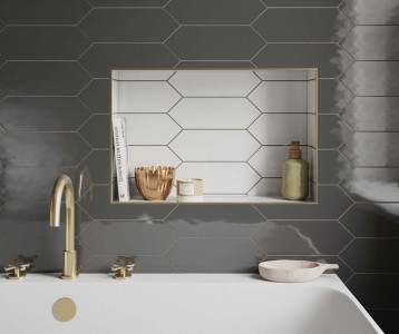 Verona Cast Ceramic Hexagonal Wall Tile 300 x 100mm White [D11486]