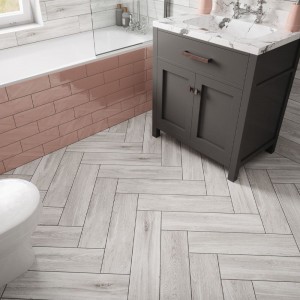 Verona Sherwood Porcelain Floor & Wall Tile 600 x 150mm Smoke Grey [P12593]