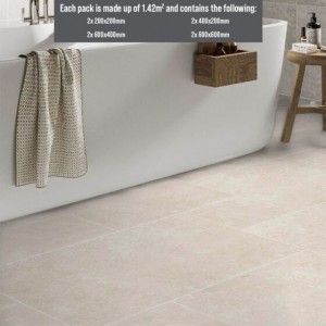 Verona Luciana Porcelain Floor & Wall Tile Modular Opus Pack 1.42m2 Chalk [P12646]