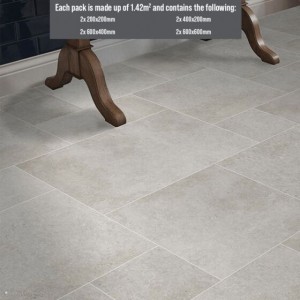 Verona Luciana Porcelain Floor & Wall Tile Modular Opus Pack 1.42m2 Stone [P12648]