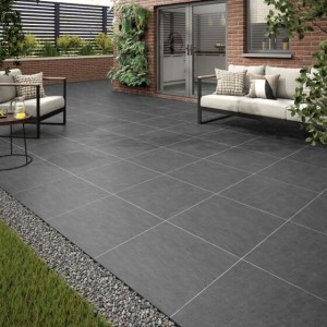 Verona Baslow Porcelain Floor Tile 600 x 600mm Black [P12658]