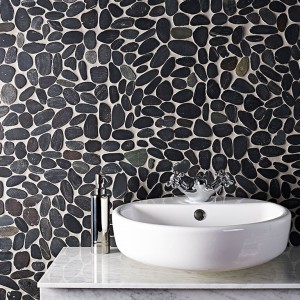Verona Riverstone Mosaic Floor & Wall Tile 305 x 305mm Black Pebble [S20105]