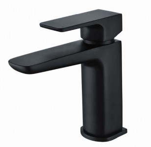 The White Space Veto Monobloc Basin Mixer with Sprung Plug Waste - Matt Black [VET2B]