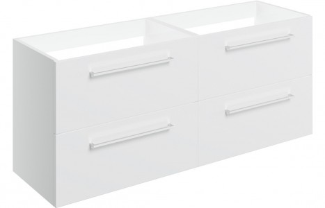 Voltero Wall Mounted Basin Unit (4 Drawer) 1180mm (No Worktop) White Gloss [PLUM106924]