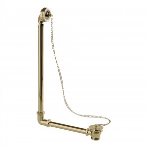 Burlington W4GOLD Exposed Bath Overflow Plug & Chain Waste Gold/White