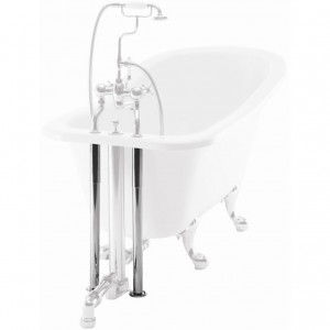 Burlington W6 Under Rim Decorative Bath Pipe Shrouds (Pair) Chrome