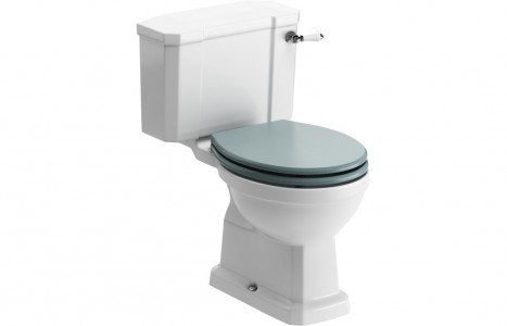 Bathrooms to Love DIPTP0188 Sherbourne Close Coupled WC Pan with Cistern & Sea Green Ash Wood Effect Soft Close Toilet Seat