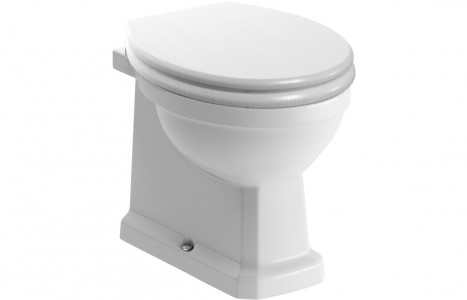 Bathrooms to Love DIPTP0194 Sherbourne Back-To-Wall WC Pan with Satin White Ash Wood Effect Soft Close Toilet Seat (Cistern NOT Included)