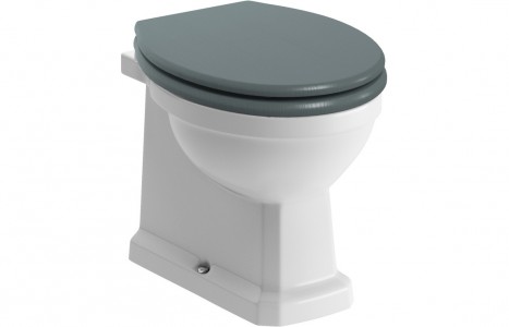 Bathrooms to Love DIPTP0196 Sherbourne Back-To-Wall WC Pan with Sea Green Ash Wood Effect Soft Close Toilet Seat (Cistern NOT Included)