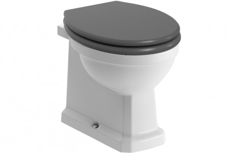 Bathrooms to Love DIPTP0234 Sherbourne Back-To-Wall WC Pan with Grey Ash Wood Effect Soft Close Toilet Seat (Cistern NOT Included)