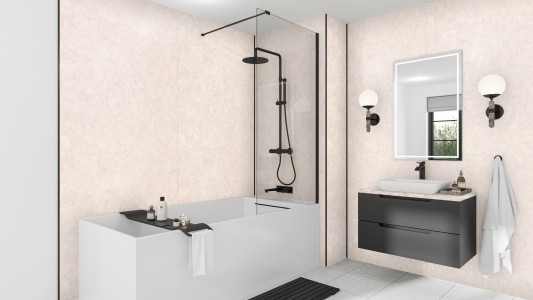 Wetwall Mermaid Square Edge Laminate Shower Panel 2420 x 900mm Beige Eiger [11900497]