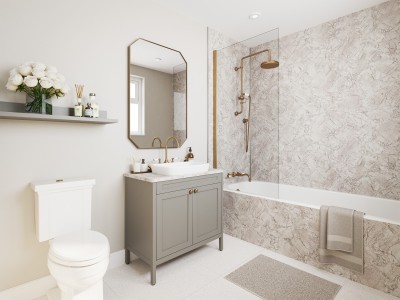 Wetwall Mermaid Square Edge Laminate Shower Panel 2420 x 900mm Bianco Marble [11900380]