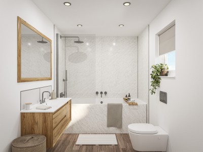 Wetwall Mermaid Square Edge Laminate Shower Panel 2420 x 900mm Carrara Marble [11900482]