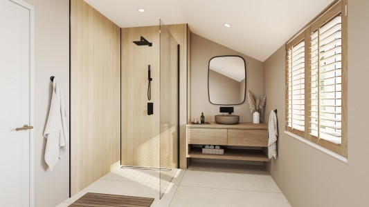Wetwall Mermaid Square Edge Laminate Shower Panel 2420 x 900mm English Oak [11900396]