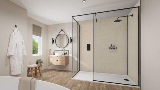 Wetwall Mermaid Square Edge Laminate Shower Panel 2420 x 900mm Moonlit Sand [WP-RS-2420X900-CC]