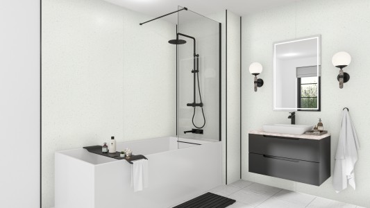 Wetwall Mermaid Square Edge Laminate Shower Panel 2420 x 900mm Polar Sparkle [WP-GWN-2420X900-CC]