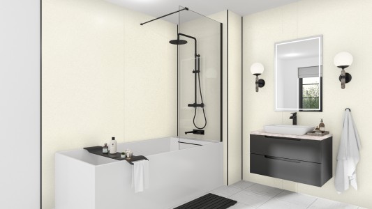 Wetwall Mermaid Square Edge Laminate Shower Panel 2420 x 1210mm White Frost [11900485]