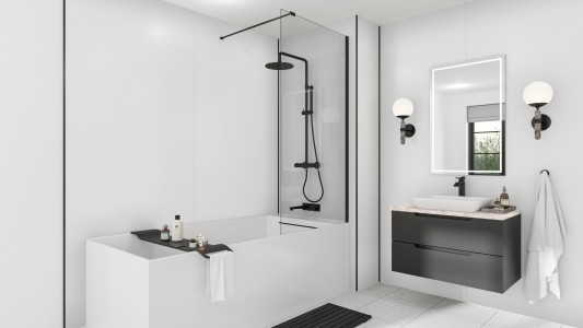 Wetwall Mermaid Square Edge Laminate Shower Panel 2420 x 1210mm White Gloss [WP-WGP-2420X1200-CC]